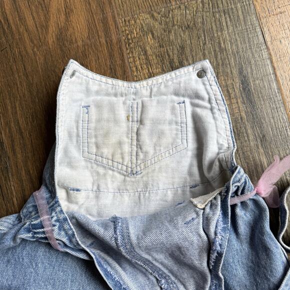 Vintage 80s 90s Baby Guess Denim Overalls Pink Ribbon Detail Girls Size 6Y - Picture 9 of 16